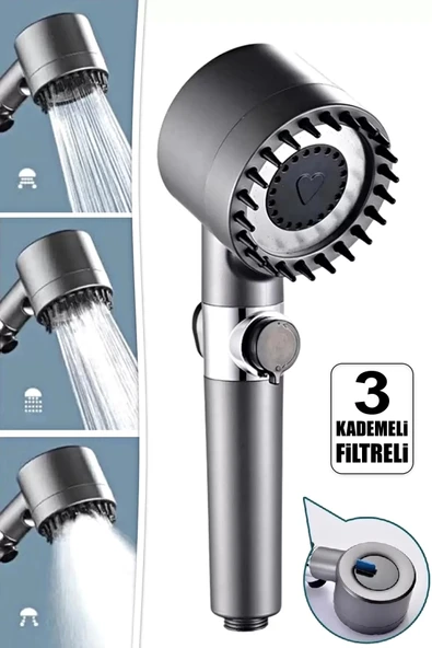 Ufak Tefek Şeyler Turbo Fan Pervaneli 5 Fonksiyonlu Su Tasarruflu Duş Başlığı El Tipi Yüksek Basınçlı Duş Başlığ ürün görseli 1