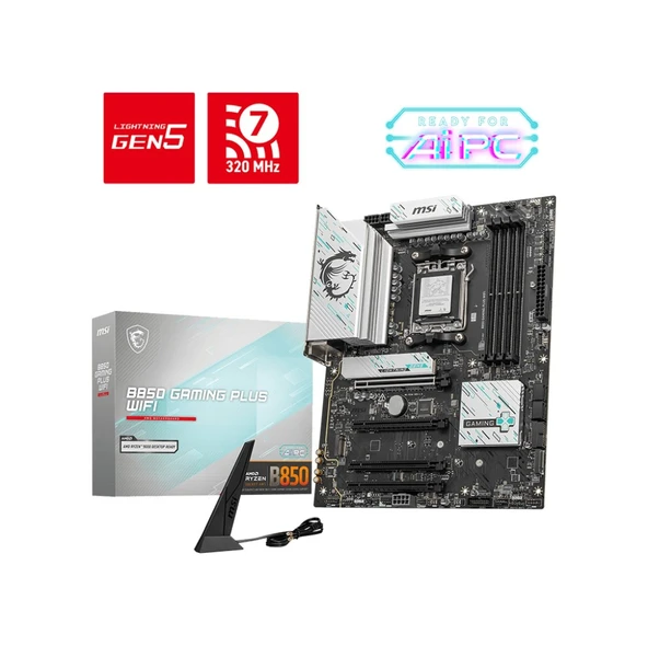 MSI B850 Gaming Plus WIFI AMD B850 8200 MHz (OC) DDR5 Soket AM5 ATX Anakart ürün görseli 1