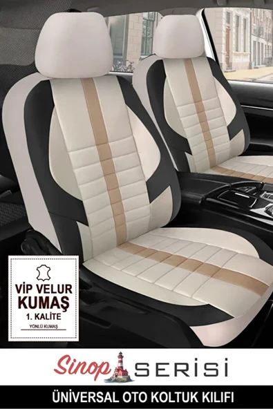 SEAT LEON 2012 2018 UYUMLU TAM SET OTO KILIF KREM ürün görseli 1