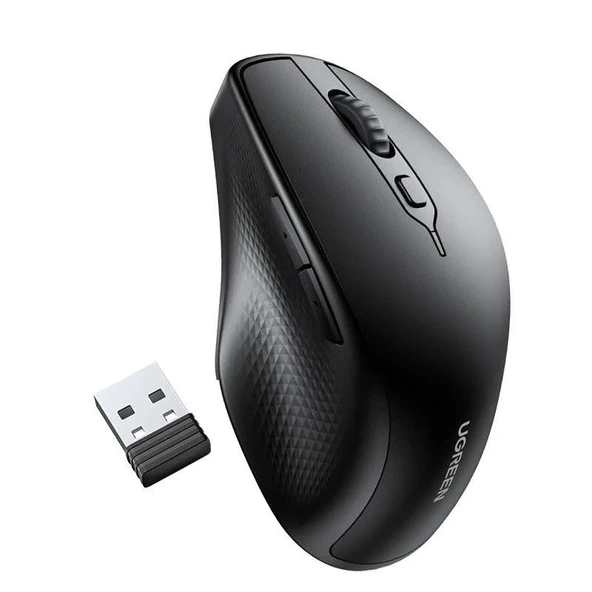 UGREEN 25440 MU101 Ergonomik Dual Mode 4000dpi 2.4GHz Kablosuz ve Bluetooth Mouse Siyah ürün görseli 1