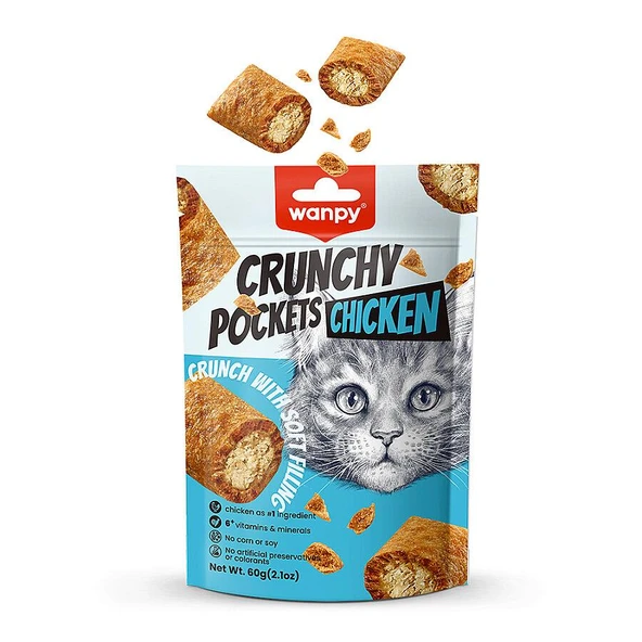 Wanpy Crunchy Pockets Tavuklu Kedi Ödül Maması 60 gr ürün görseli 1