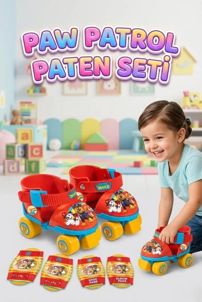 Paw Patrol Paten Seti - Ayarlanabilir 4 Tekerlekli Paten ve Koruyucu Ekipman 22-29 Numara ürün görseli 1