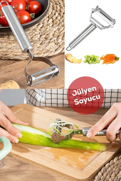 Ufak Tefek Şeyler 16563-11 Paslanmaz Çelik Inox Meyve Sebze Soyacak Çok Amaçlı Jülyen Dilimleyici ürün görseli 1