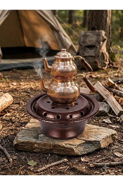 Osmanlı Ocağı – Ev ve Kamp Ocağı Taşınabilir Servis Ocağı, Jel Yakıtlı Pratik Çay Isıtıcı 22 x 9 Cm ürün görseli 1