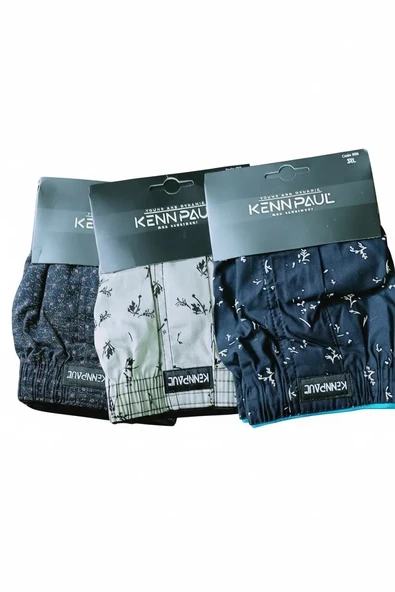 Kenn Paul Desenli Poplin Erkek Boxer Battal Beden 3XL- 6 Adet ürün görseli 1