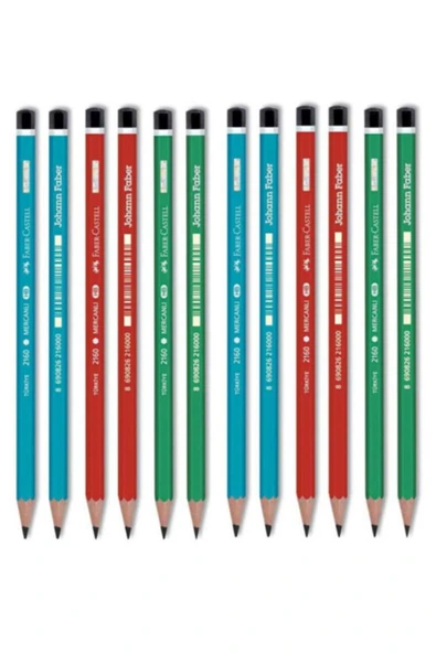 Faber-castell 12'li Mercanlı Kurşun Kalem (3 Renk X 4 Adet) ürün görseli 1