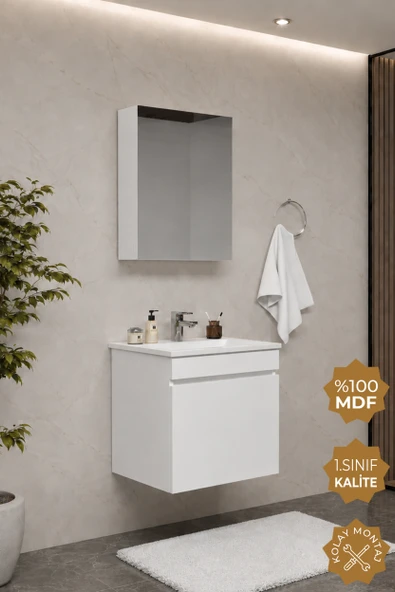 Teta Home Tokyo 55 cm MDF Banyo Dolabı Seti  Beyaz ürün görseli 1