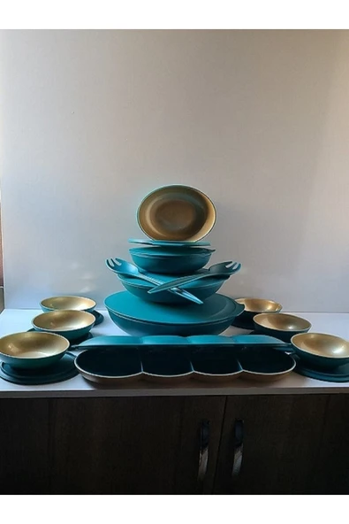Tupper Berrak Set 12 Parça (zümrüt & Altın) ürün görseli 1