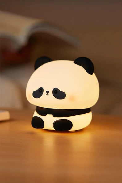 Renk Değiştiren Yumuşak Silikon RGB Led Sevimli Panda Çocuk Odası Gece Masa Lambası Usbli Şarjlı ürün görseli 1