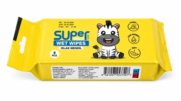 WEP WIPES SUPER MINI ISLAK MENDIL 8 LI ZEBRA - Resim 3