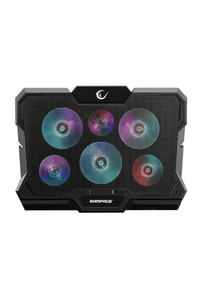 Rampage Ad-rc10 X-gust Siyah 6 Fanlı Rainbow Işıklandırmalı Notebook Soğutucu Stand ürün görseli 1
