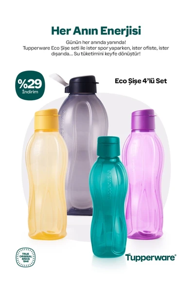 Tupperware Eco şişe 4lü set ürün görseli 1