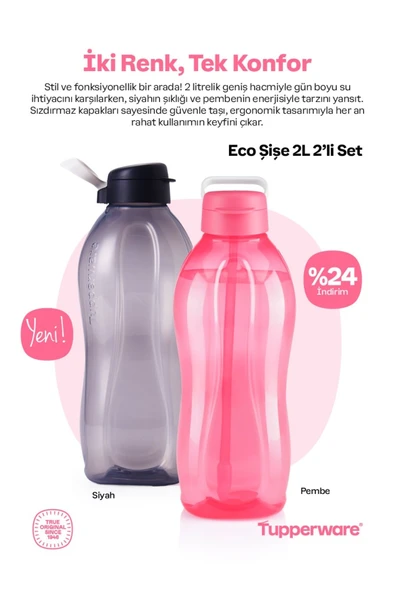 Tupperware Eco şişe 2L 2li set ürün görseli 1