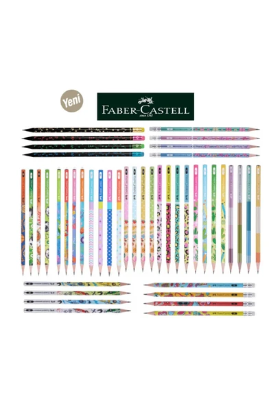 Faber Castel Lüx Mercanlı Silgili Karışık Yuvarlak Kurşun Kalem 6 Adet ürün görseli 1