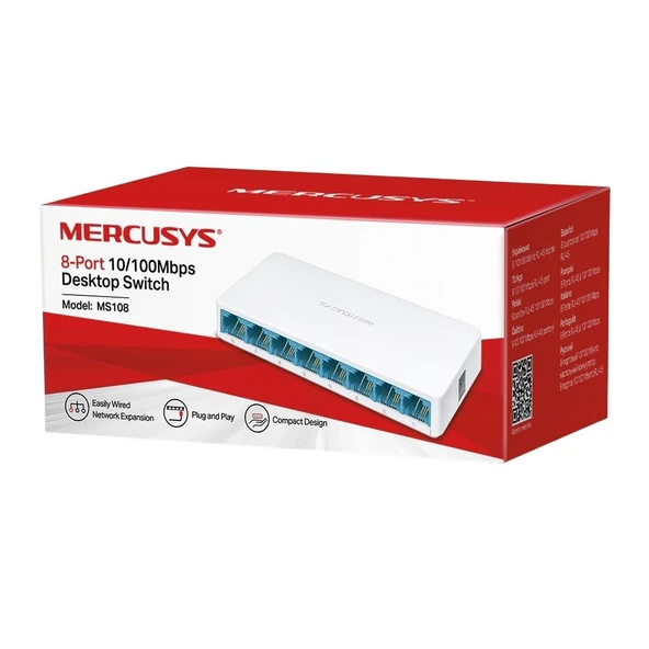 Mercusys MS108 8 Port 10/100 Mbps Switch Plastik Kasa - Resim 3