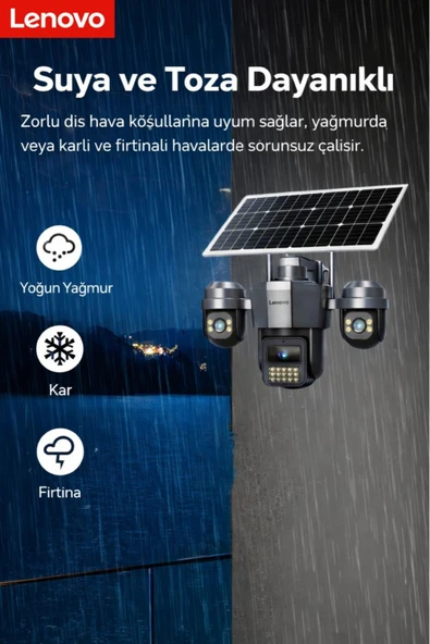 G4W19 3 Lensli Kamera Güneş Panelli Gece Görüşlü Dış Mekan ürün görseli 1