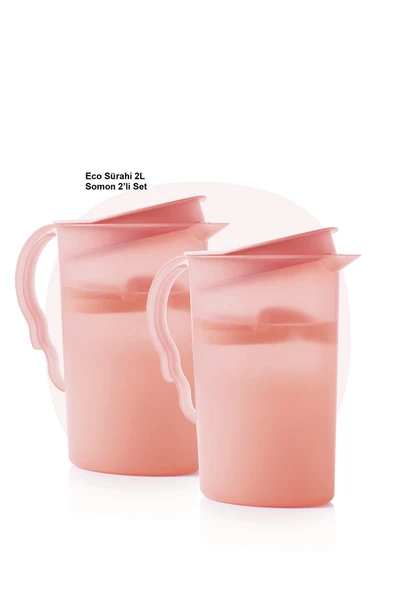Tupperware Eko Tip Top Sürahi suluk 2 litre somon 2 li set ürün görseli 1