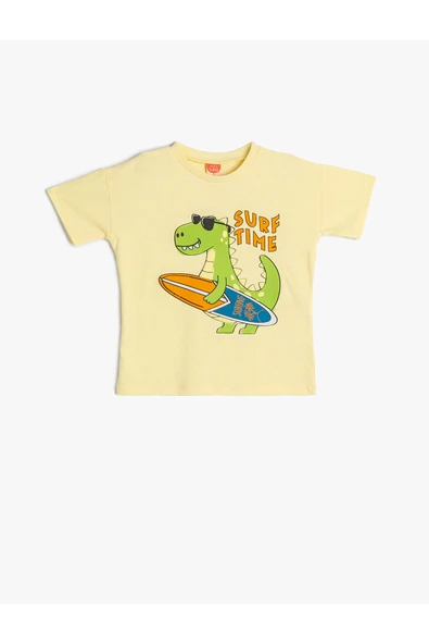 Koton Erkek Bebek Dinozorlu Tişört Kısa Kollu Bisiklet Yaka Pamuklu ürün görseli 1