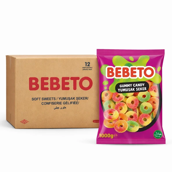 Jelibon 12’li Paket Meyve Aromalı 1 kg Şeftali Halka ürün görseli 1