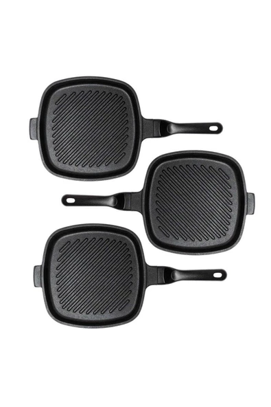 CooknKeep Martı Döküm Izgara Tava 3’lü Set 26 cm ürün görseli 1