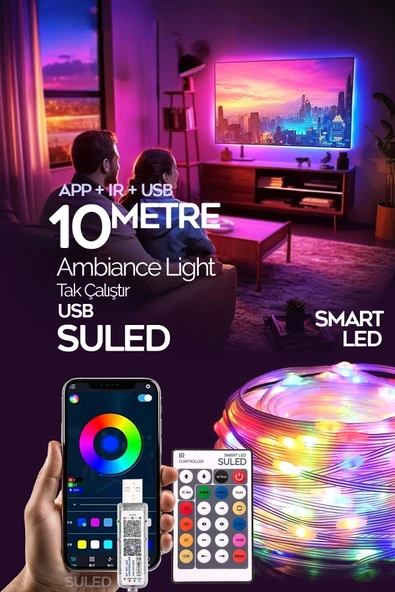 SULED 10 Metre Bluetooth Telefon Kontrollü Smart Şerit Led Sese Duyarlı Kumandalı Led Işık ürün görseli 1