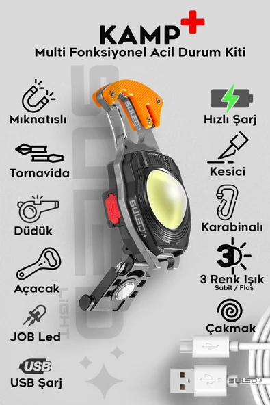 SULED KAMP Plus Multi Fonksiyonel Fener Çok Amaçlı Şarjlı Led Işık - Acil Durum Kit ürün görseli 1