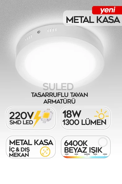SULED Sl-1029 Sıva Üstü Beyaz Led Armatür Tasarruflu Tavan Armatürü 220v Smd Led Işık Lamba ürün görseli 1