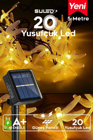 SULED Yusufçuk Led Işıklar 5 Metre Solar Enerjili Bahçe Aydınlatması Led Işık Gün Işığı Dekoratif Led ürün görseli 1