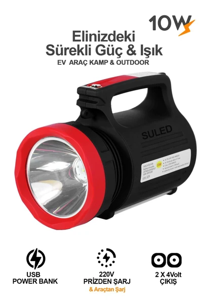 SULED El Feneri Led Işık Usb Power Bank Özellikli Çok Fonksiyonlu Kamp Lambası Şarjlı Led ürün görseli 1