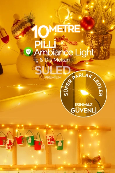 SULED 10 Metre Pilli Peri Led Dekor Işık Gün Işığı Yılbaşı Çam Ağacı Ev Süsleme Dekoratif Lamba Gün Işığı ürün görseli 1