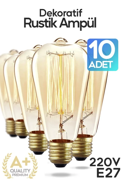 SULED Dekoratif 5'li Retro Rustik Ampül E27 Standart Duy 220v Ev Cafe Aplik Abajur Tavan Ampülü ürün görseli 1