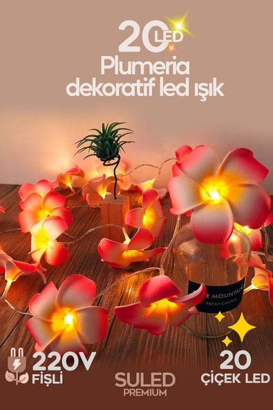 SULED Plumeria Çiçeği Dekoratif Led Işık Ambiyans Ortam Aydınlatması ve Süsleme Ledleri ürün görseli 1