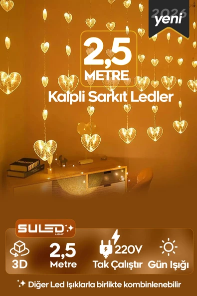 SULED Kalpli Sarkıtlar 2,5 Metre 220V Gün Işığı Dekoratif Perde, Cam, Oda Süsleme Led Işıkları ürün görseli 1