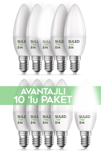 SULED Sl-1023 Grafen Beyaz Işıklı 10 Adet Mum Buji Ampul Avize Abajur Lambası Ince Duylu Lamba E14 Duy ürün görseli 1
