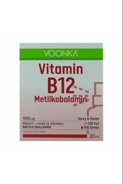 Voonka Vitamin B12 Metilkobalamin Oral Sprey Damla 20 ml ürün görseli 1