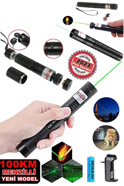 SULED Yeni Pro Model - Pro X Yeşil Şarjlı Lazer Pointer Metal Kasa Green Laser Ultra Güçlü 2023 Series GO ürün görseli 1