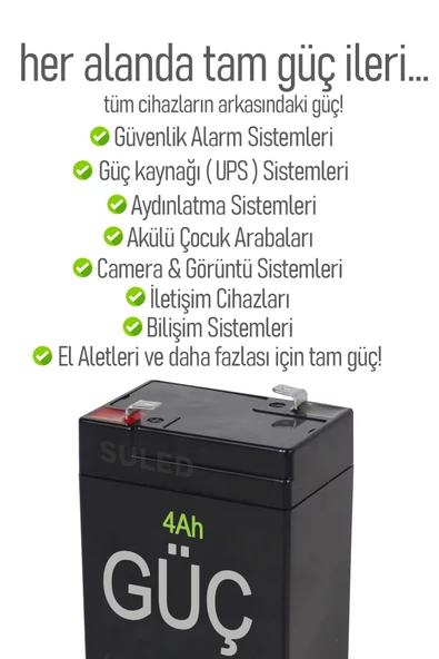 SULED 4ah Bakımsız Kuru Akü - Resim 2