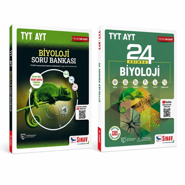 Sınav Yayınları Tyt Ayt Biyoloji Hazırlık Seti (Soru Bankası + 24 Adımda Konu Anlatımlı) ürün görseli 1