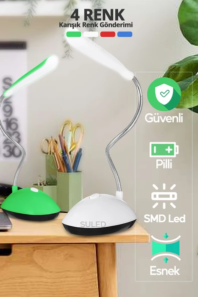 SULED Masa Lambası 4 Renk Beyaz Led Işık Taşınabilir Pilli Güvenli Yönlendirilebilir Esnek Gövdeli ürün görseli 1