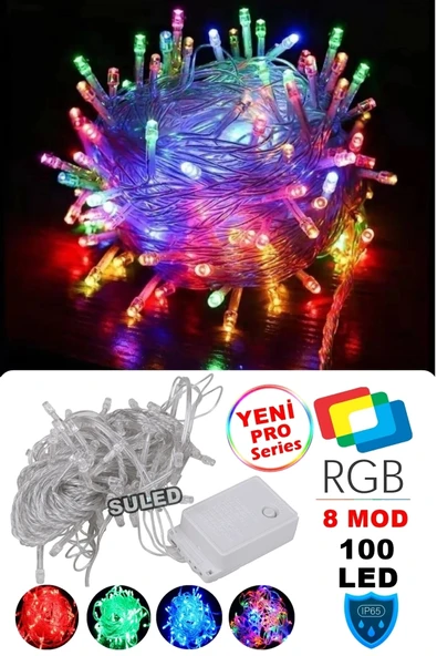 SULED Sl-1030 Rgb Renkli Işık Pirinç 10 Metre 100'lü Led Yılbaşı Ağaç Işık 8 Fonksiyonlu Dekoratif Led ürün görseli 1