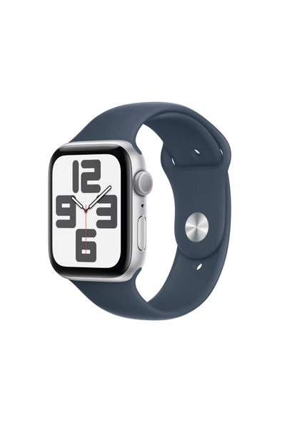 Apple Watch SE 2 2023 GPS 44mm Gümüş Rengi Alüminyum Kasa ve Fırtına Mavisi Spor Kordon Akıllı Saat ürün görseli 1