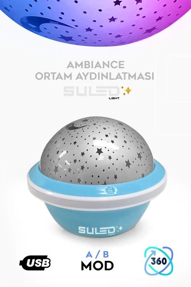 SULED Mini Sihirli Ay Yıldız Ambiyans Küre Tavan ve Duvar 360 Işıklı Küre Usb Enerjili Portatif ürün görseli 1