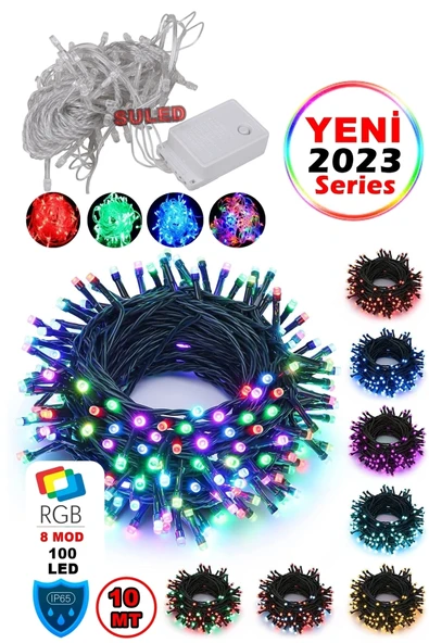 SULED Sl-1013 Fişli 10 Mt 100 Led Rgb Renkli Işıklı Ultra Güçlü Yılbaşı Ağaç Işık 8 Fonksiyonlu Dekoratif ürün görseli 1