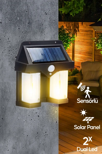 SULED Sensörlü Solar Panelli 3 Modlu Pilli Otomatik Bahçe Aydınlatması Duvar Led Işık ürün görseli 1