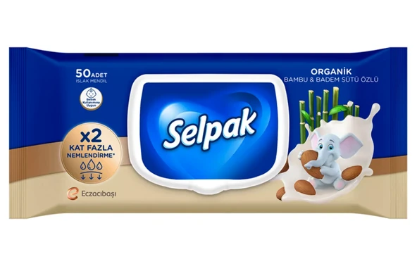 Selpak Organik Bambu ve Badem Sütlü Islak Mendil 50 Adet ürün görseli 1
