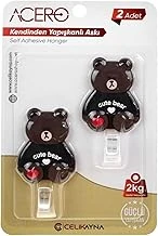 Cute Bear Kendinden Yapışkanlı Askı 2Li, Sevimli Ayıcık Mutfak Banyo Askısı X 2 Adet, 2 Kg Taşıma Kapasiteli Güçlü Yapışkanlı Plastik Askı - 38313 ürün görseli 1