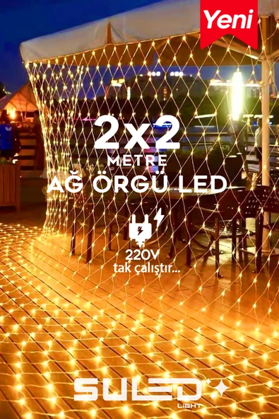 SULED 2X2 Metre Ağ Led Işık Gün Işığı 220V Fişli Dekoratif Led Işık İç & Dış Mekan Süsleme Parti Ambiyans ürün görseli 1