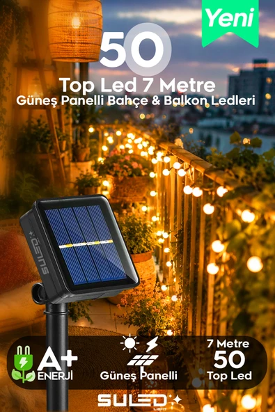 SULED 50 Top Ledli Solar 7 Metre Bahçe Aydınlatması Modlu Led Işık Gün Işığı Dekoratif İç & Dış Mekan ürün görseli 1