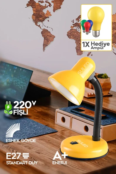 SULED Masa Lambası E27 Standart Ampül 220V Esnek Açısı Ayarlanabilir Çocuk Odası ve Çalışma Lambası ürün görseli 1