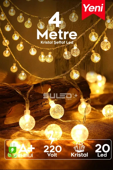 SULED 20 Kristal Ledli 220V 4 Metre Dekoratif Aydınlatma Led Işık Gün Işığı İç & Dış Mekan Süsleme ürün görseli 1